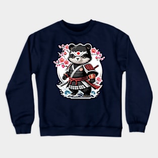 Japanese Samurai Bear Tattoo, Kawaii Ninja Bear Crewneck Sweatshirt